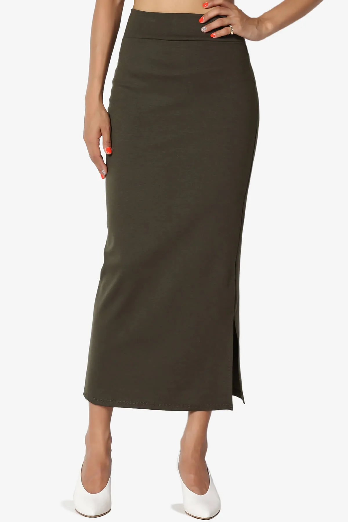 Carleta Mid Calf Pencil Skirt PLUS