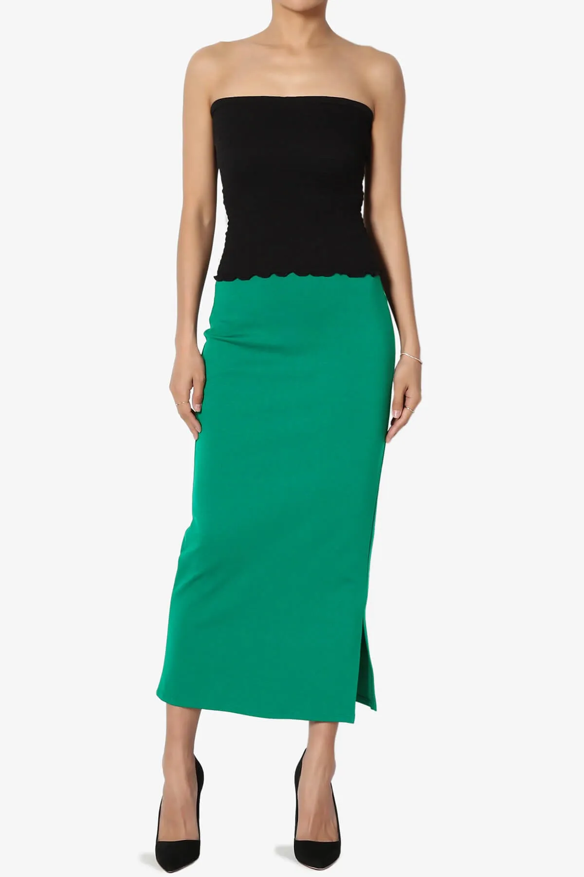 Carleta Mid Calf Pencil Skirt PLUS