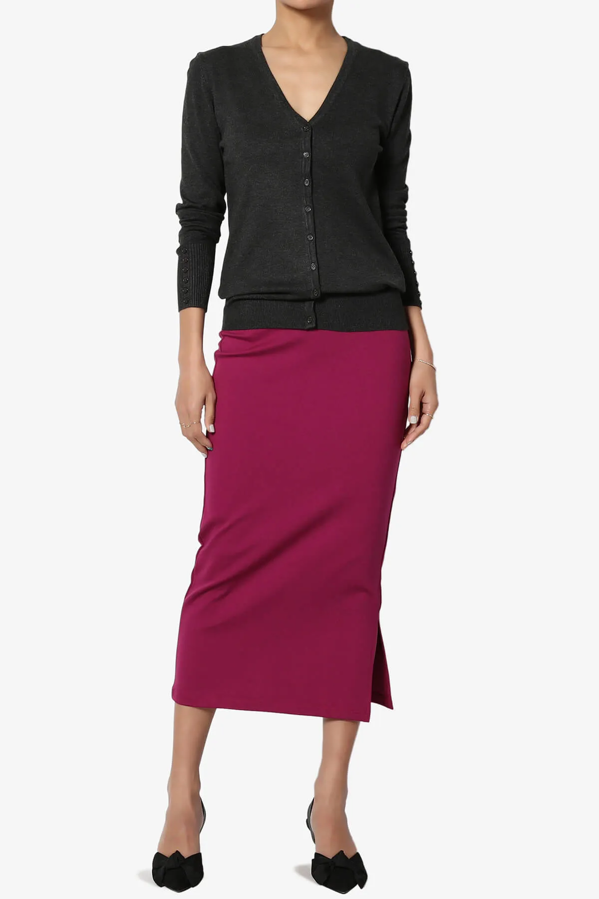 Carleta Mid Calf Pencil Skirt PLUS