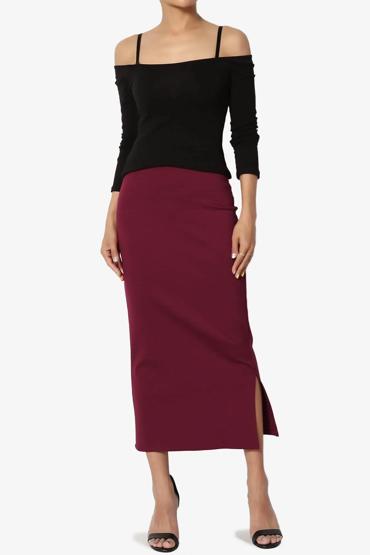 Carleta Mid Calf Pencil Skirt PLUS