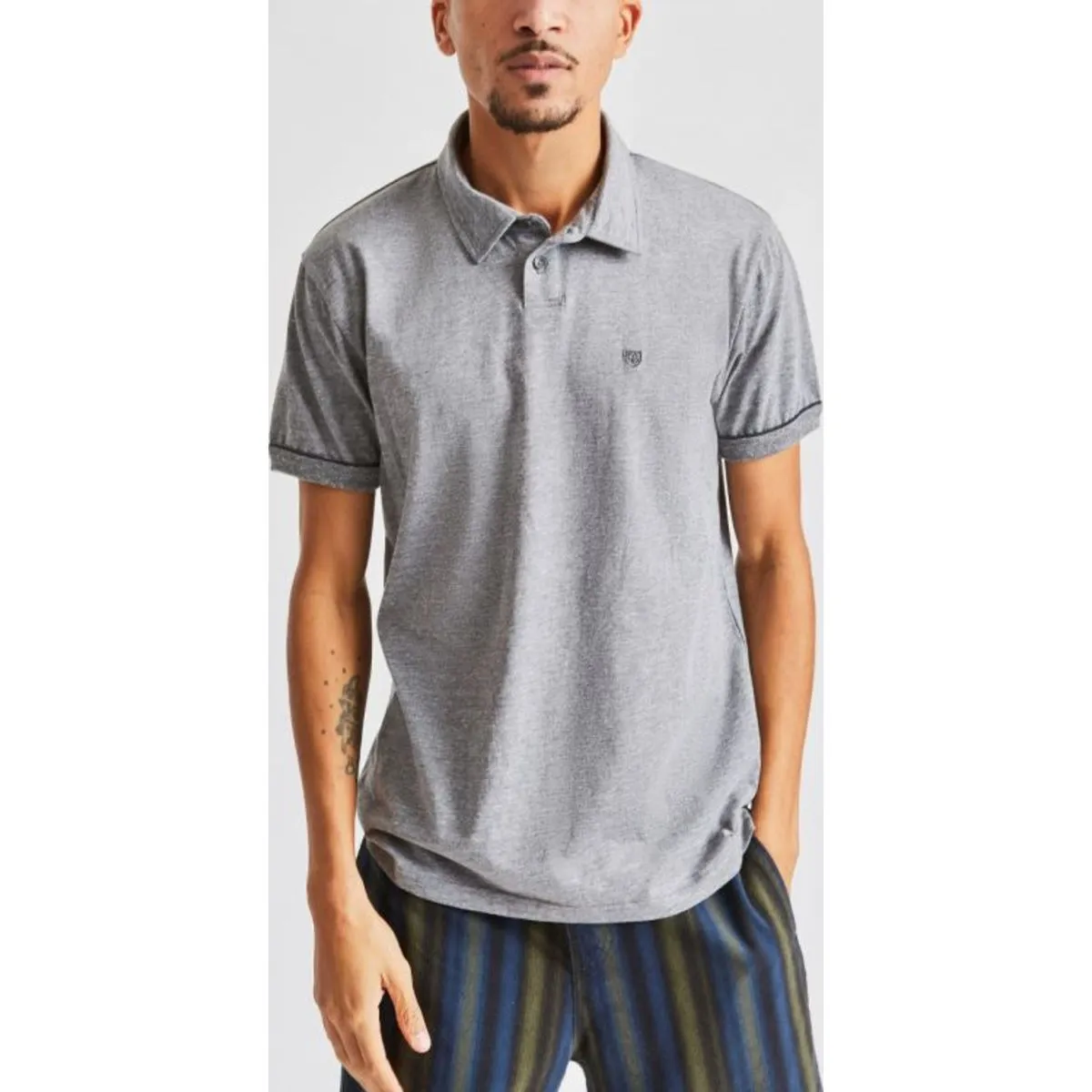 Carlos S/S Polo Knit - White/Light Grey