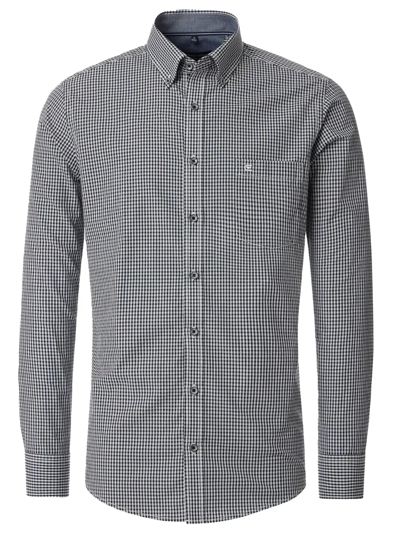 Casa Moda Long Sleeve Casual Fit Gingham Shirt Navy/Green