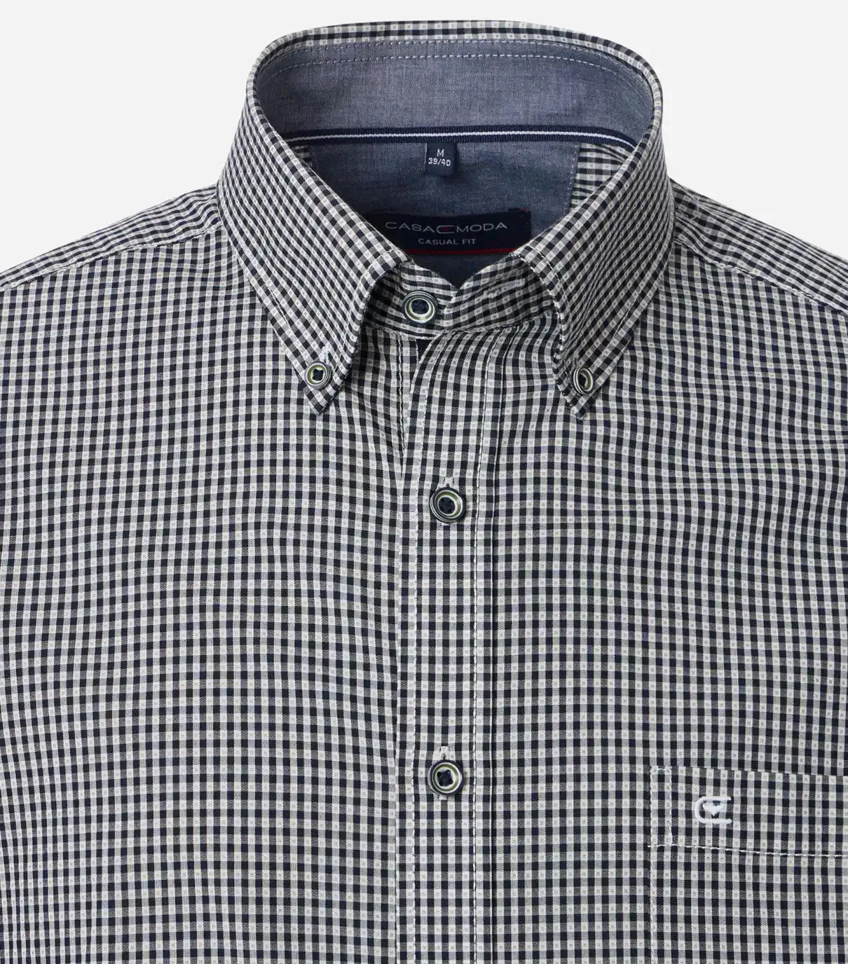 Casa Moda Long Sleeve Casual Fit Gingham Shirt Navy/Green