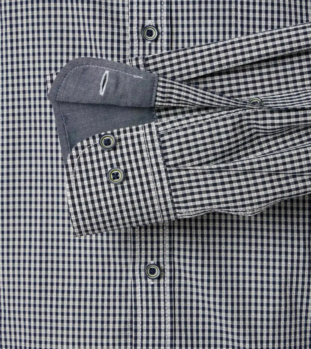 Casa Moda Long Sleeve Casual Fit Gingham Shirt Navy/Green