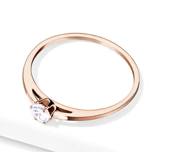 Children's Rings:  Surgical Steel with Rose Gold IP, and AAA CZ - Size 6