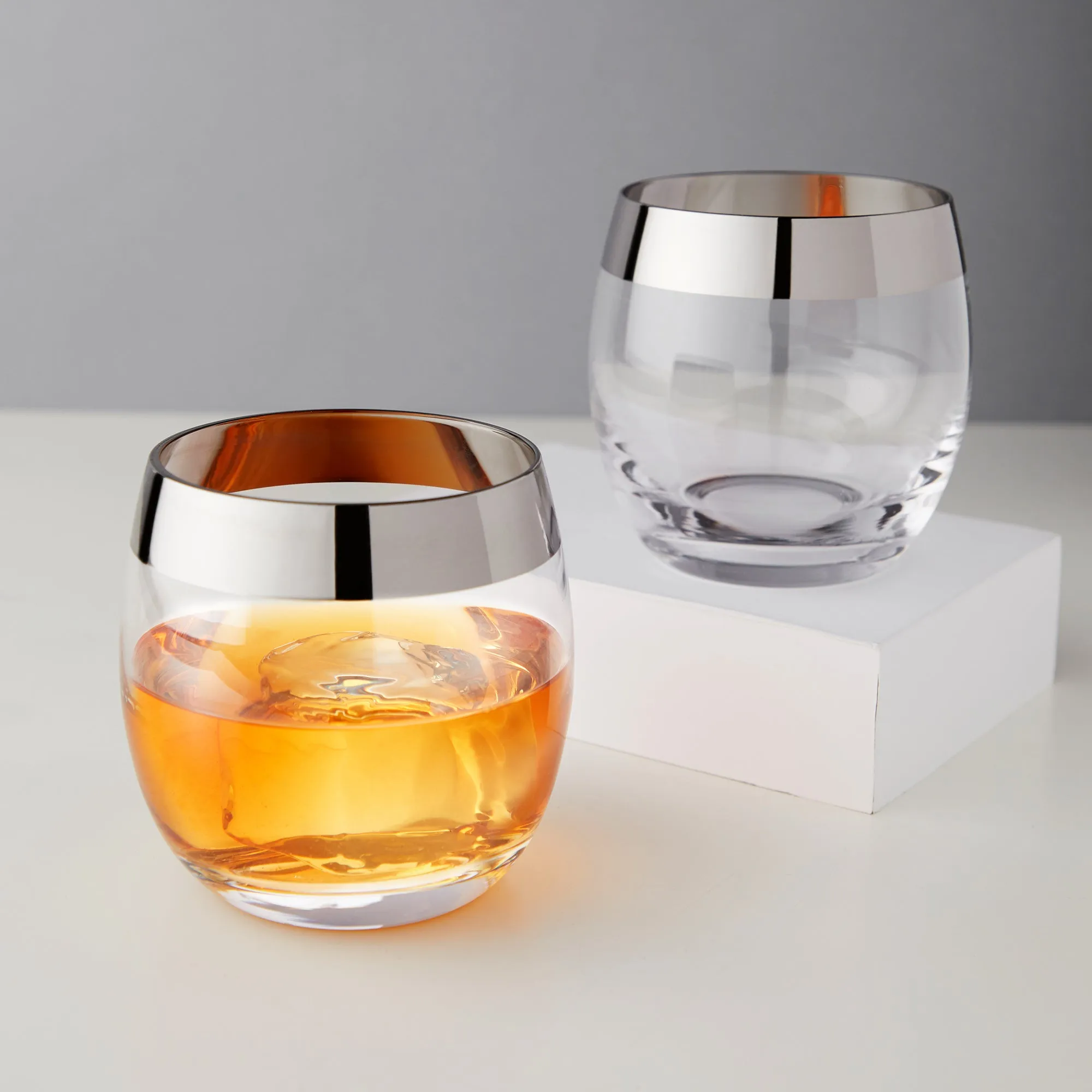 CHROME RIM CRYSTAL TUMBLERS