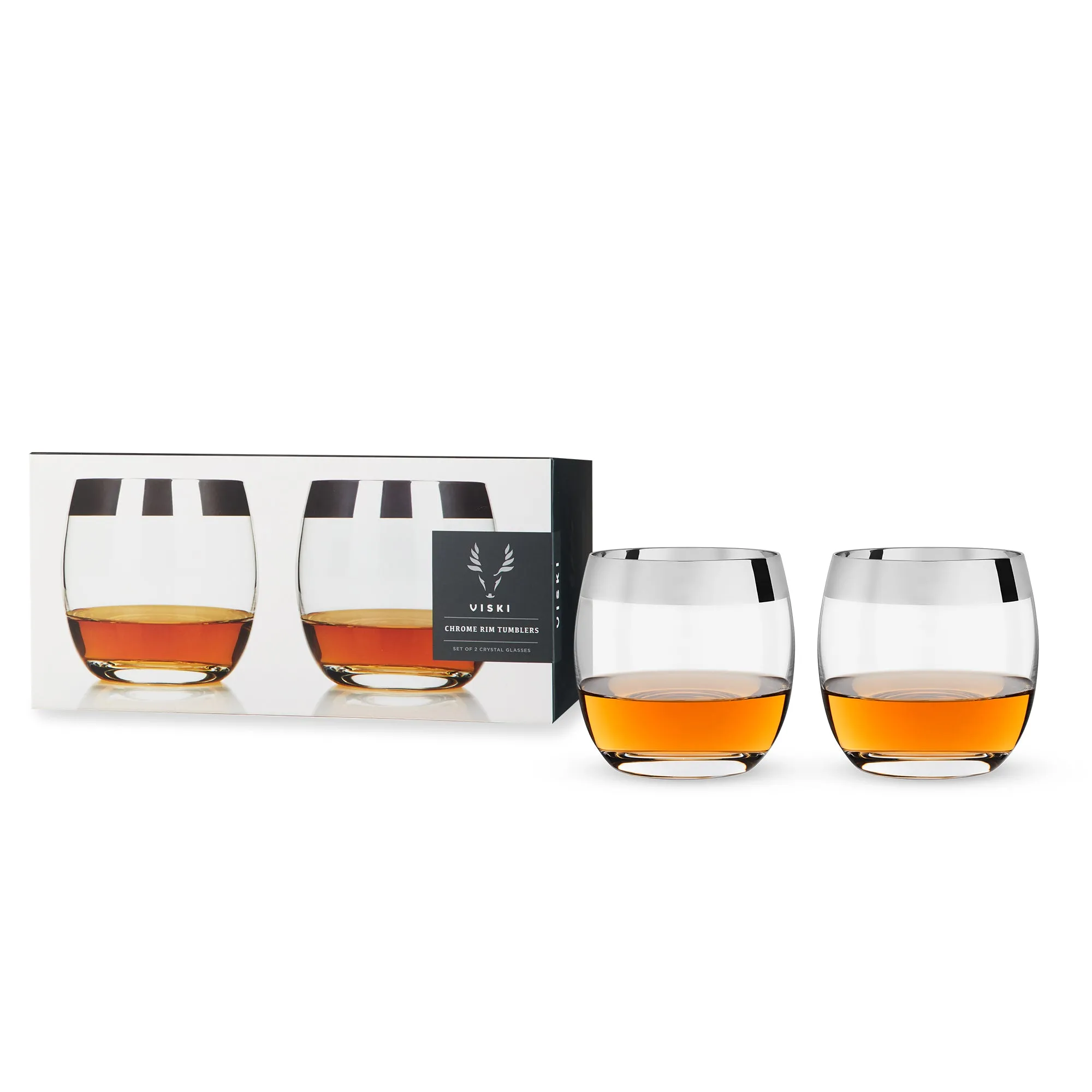 CHROME RIM CRYSTAL TUMBLERS