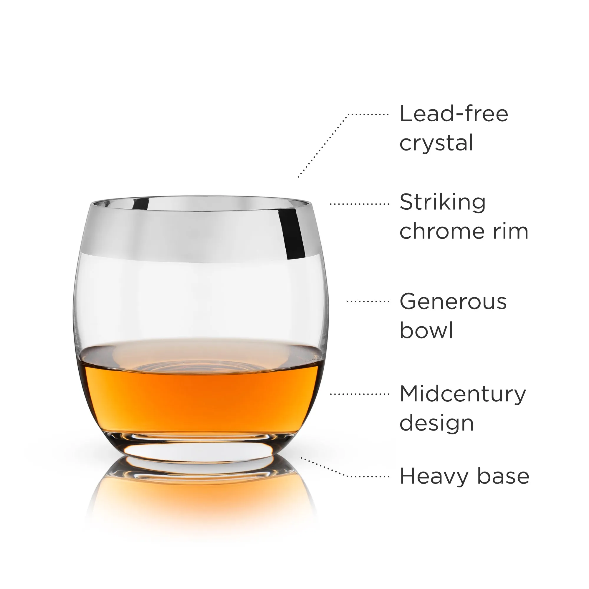 CHROME RIM CRYSTAL TUMBLERS