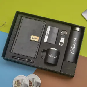 Classy Executive Diary   Classic Metal Pen   Classy Leather Metal Keychain   Classy Card Holder   Classic Smart Bottle    Stainless Steel Mug - Black