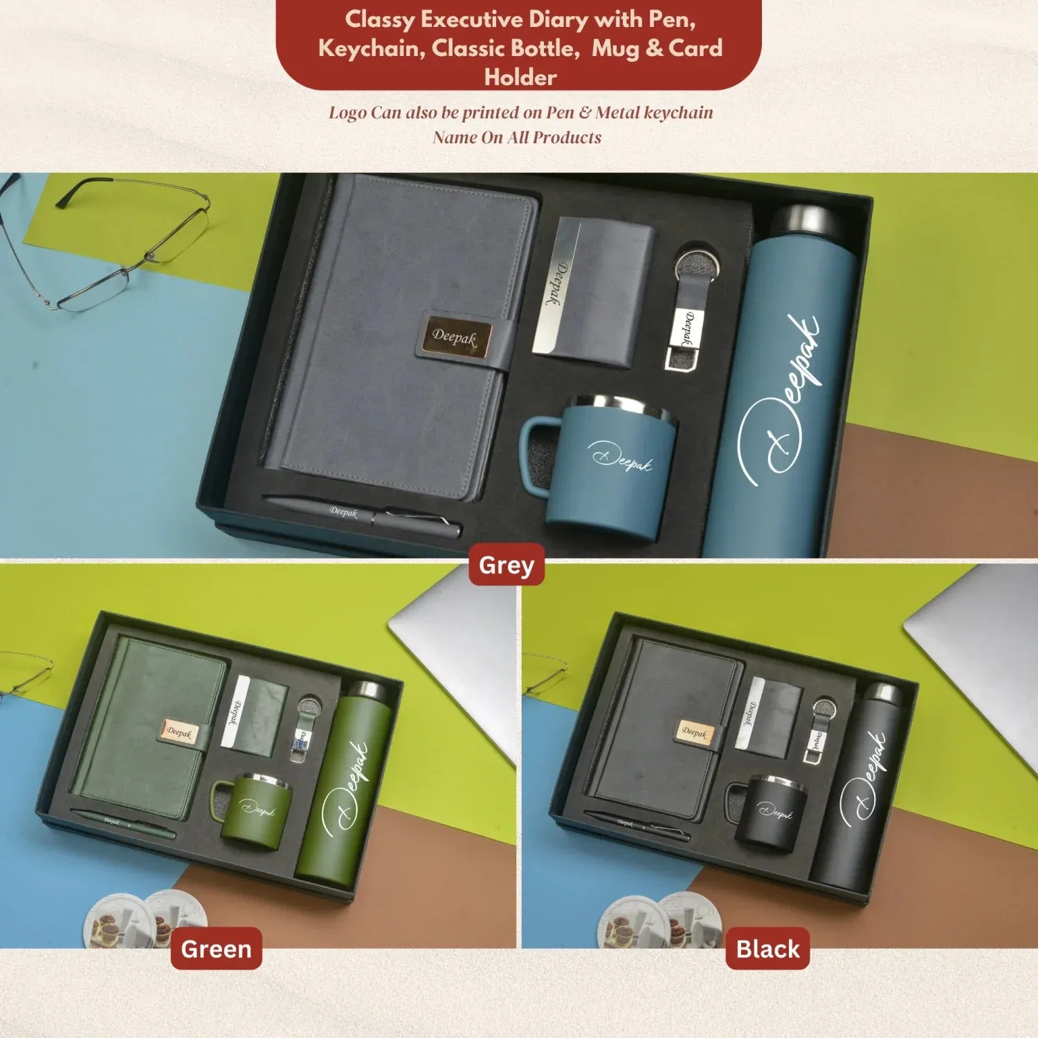 Classy Executive Diary   Classic Metal Pen   Classy Leather Metal Keychain   Classy Card Holder   Classic Smart Bottle    Stainless Steel Mug - Black
