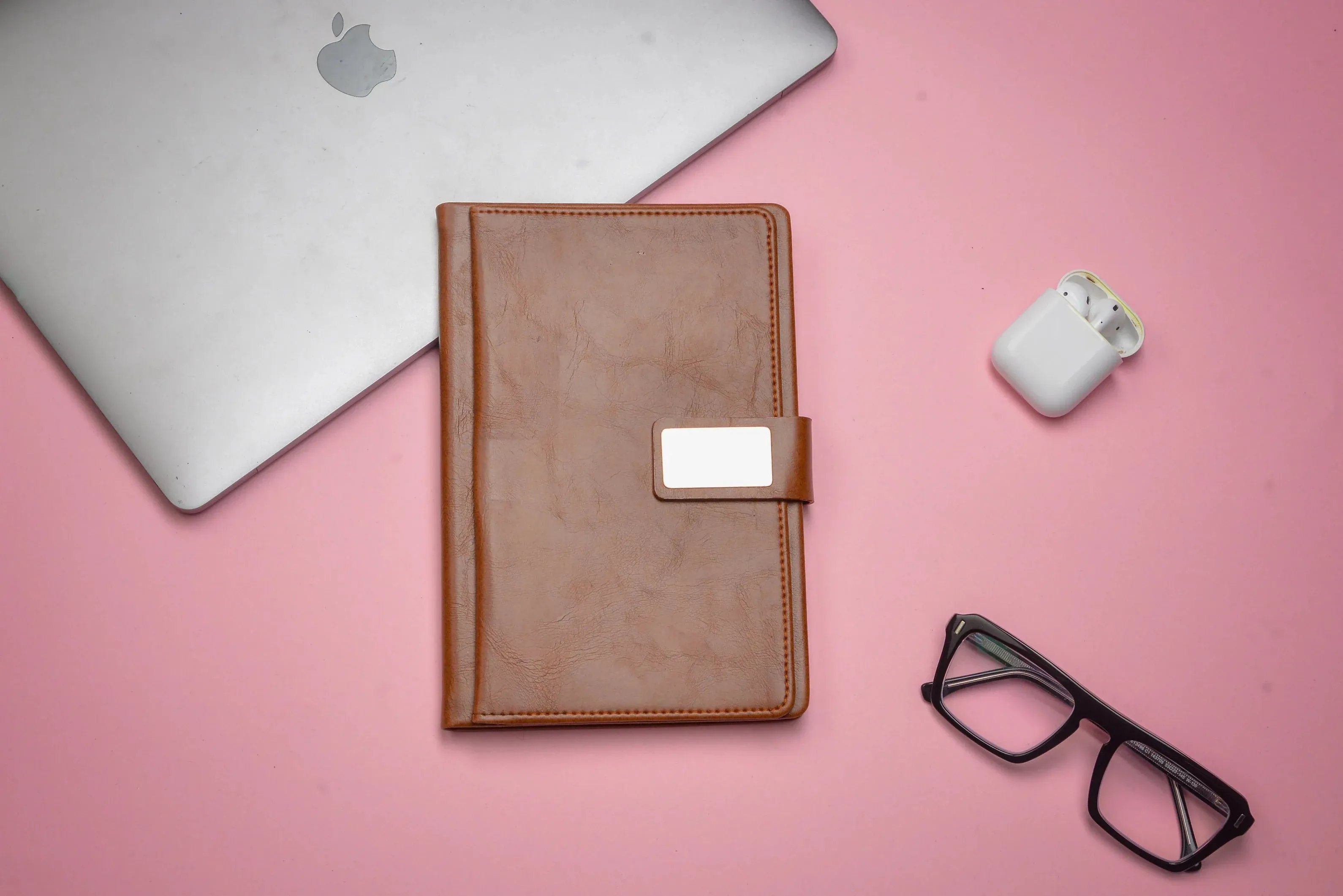 Classy Executive Diary   Classic Metal Pen   Classy Leather Metal Keychain - Tan