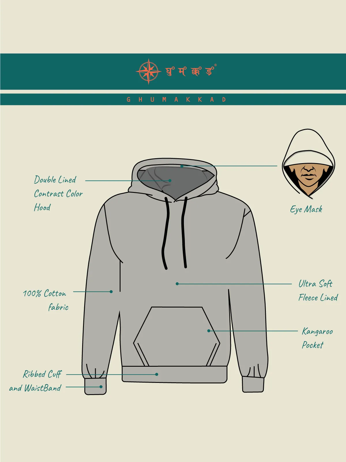 Coral Peach Plain Cotton Hoodie for Men & Women