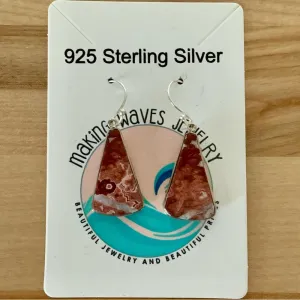 Crazy Lace Agate Solid 925 Sterling Silver Earrings