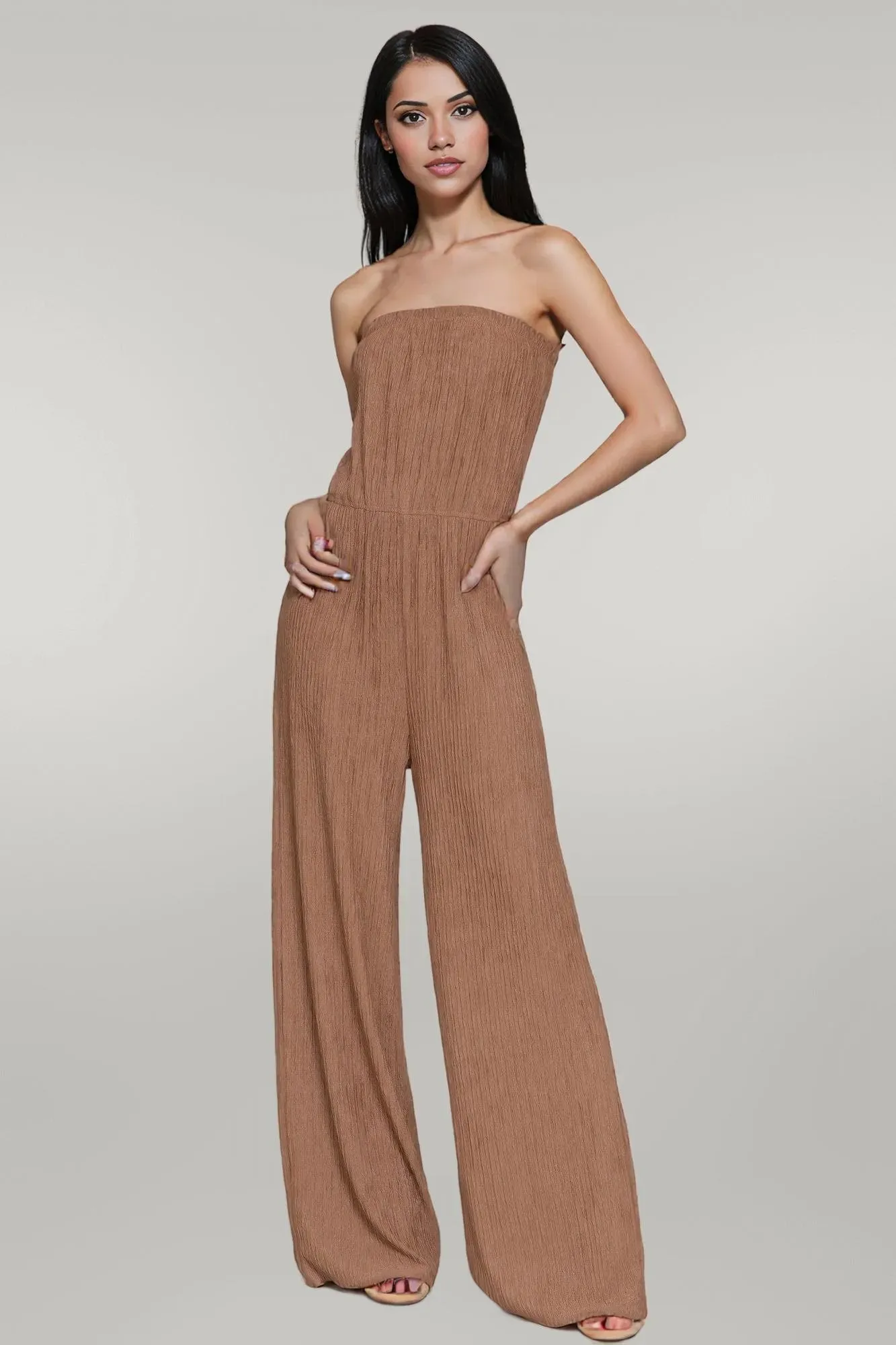 Crinkle Knit Tube Jumpsuit