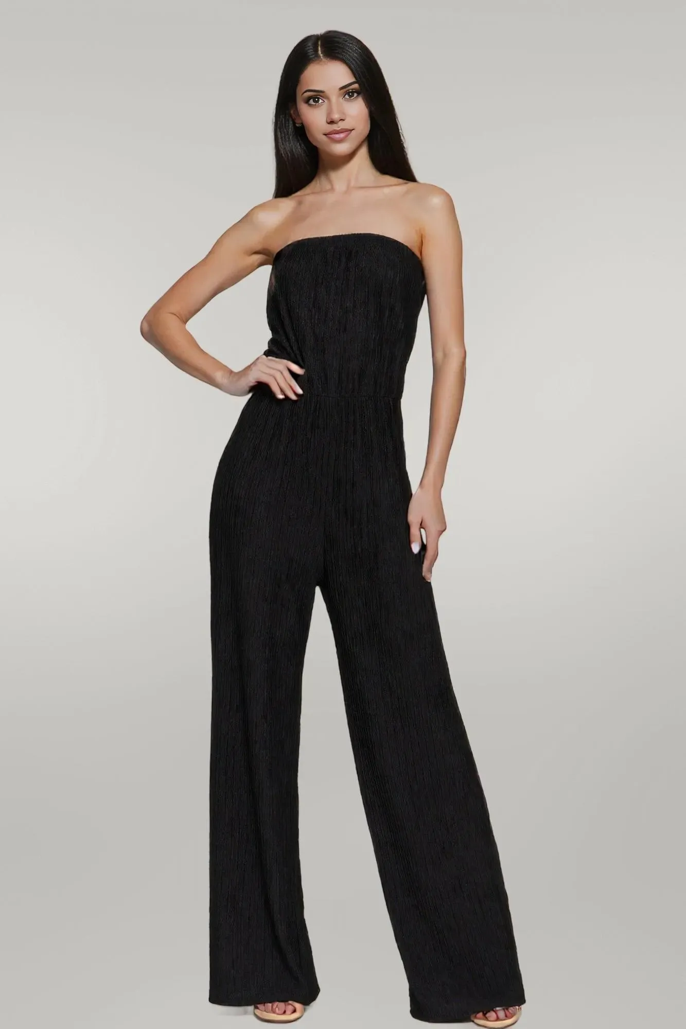 Crinkle Knit Tube Jumpsuit