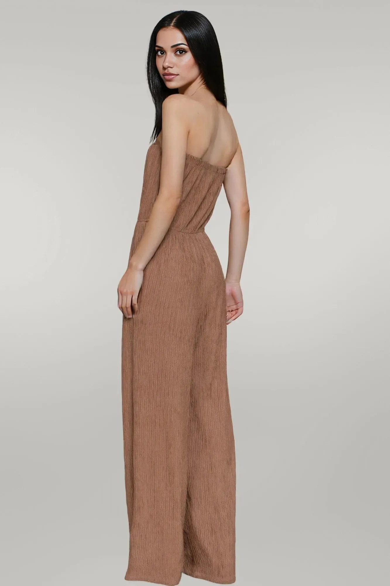 Crinkle Knit Tube Jumpsuit