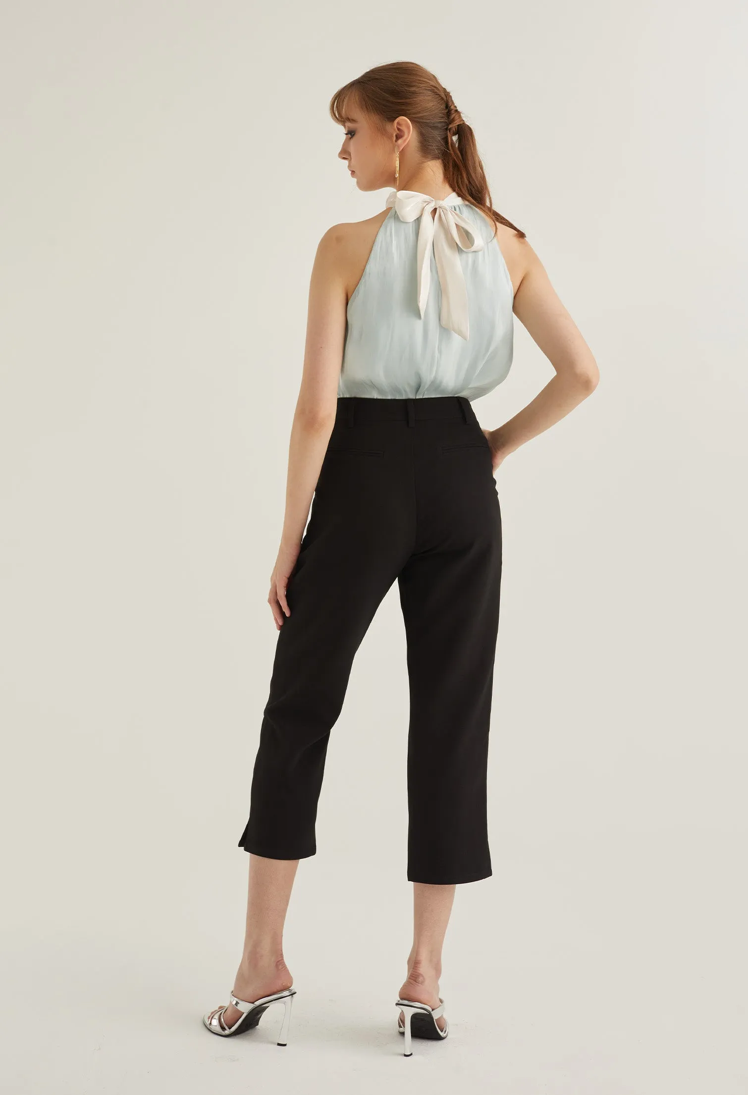 Cropped Office Straight Cut Trousers