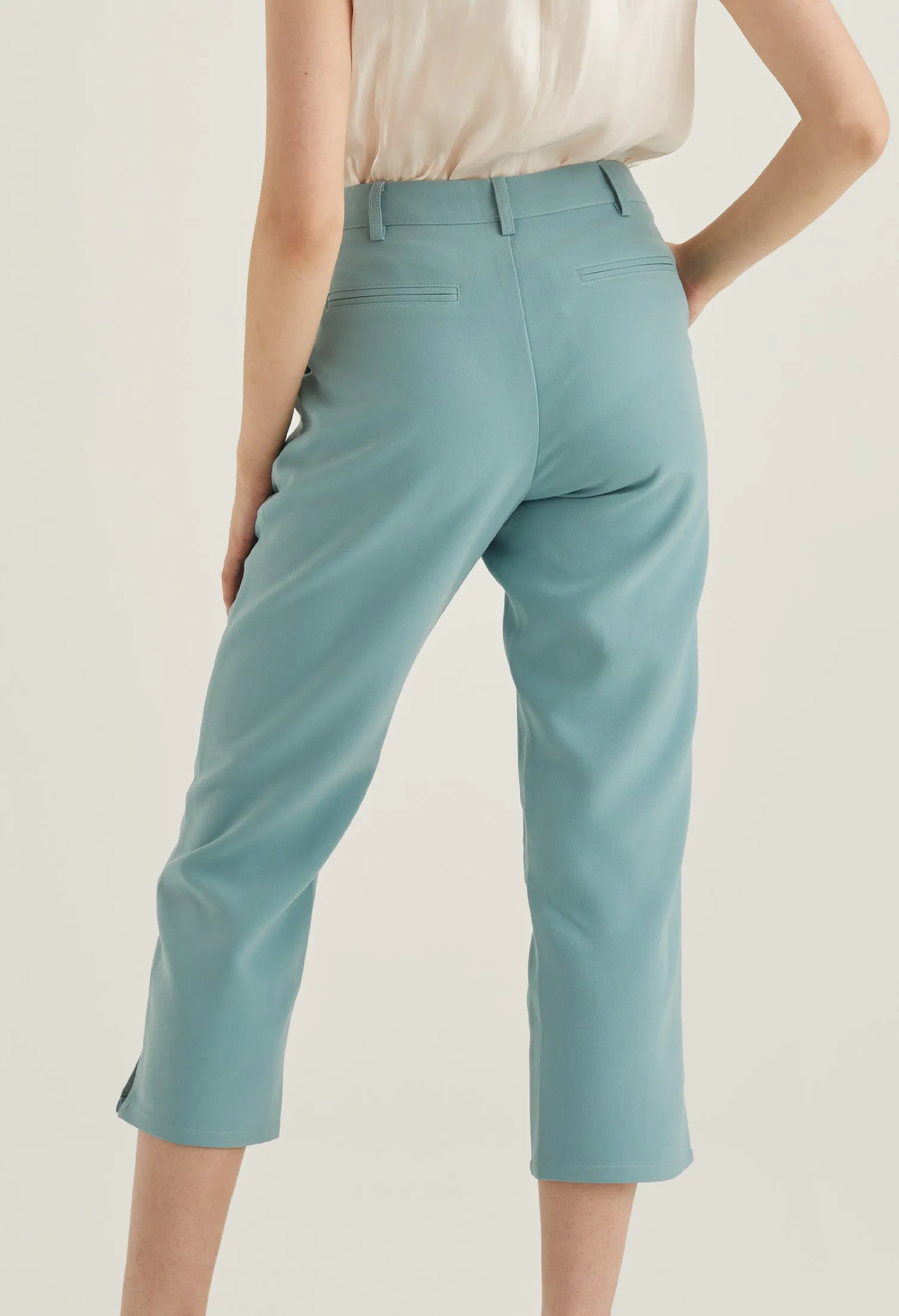 Cropped Office Straight Cut Trousers