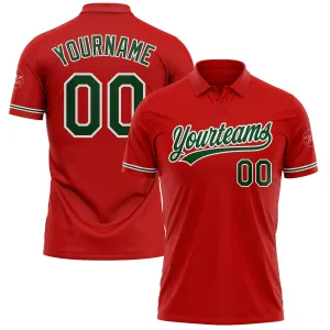 Custom Red Green-White Performance Vapor Golf Polo Shirt