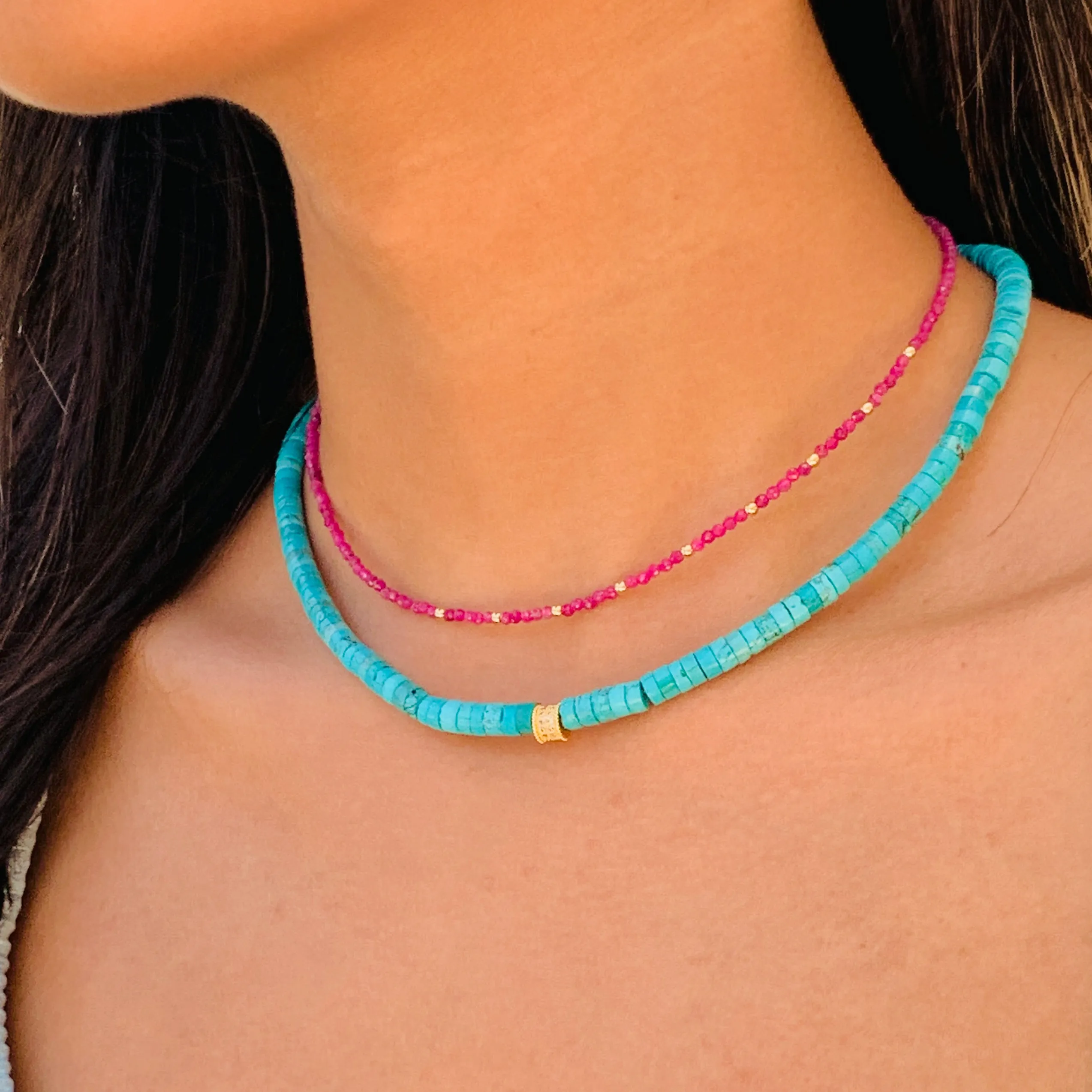 Dainty Ruby Beaded Necklace