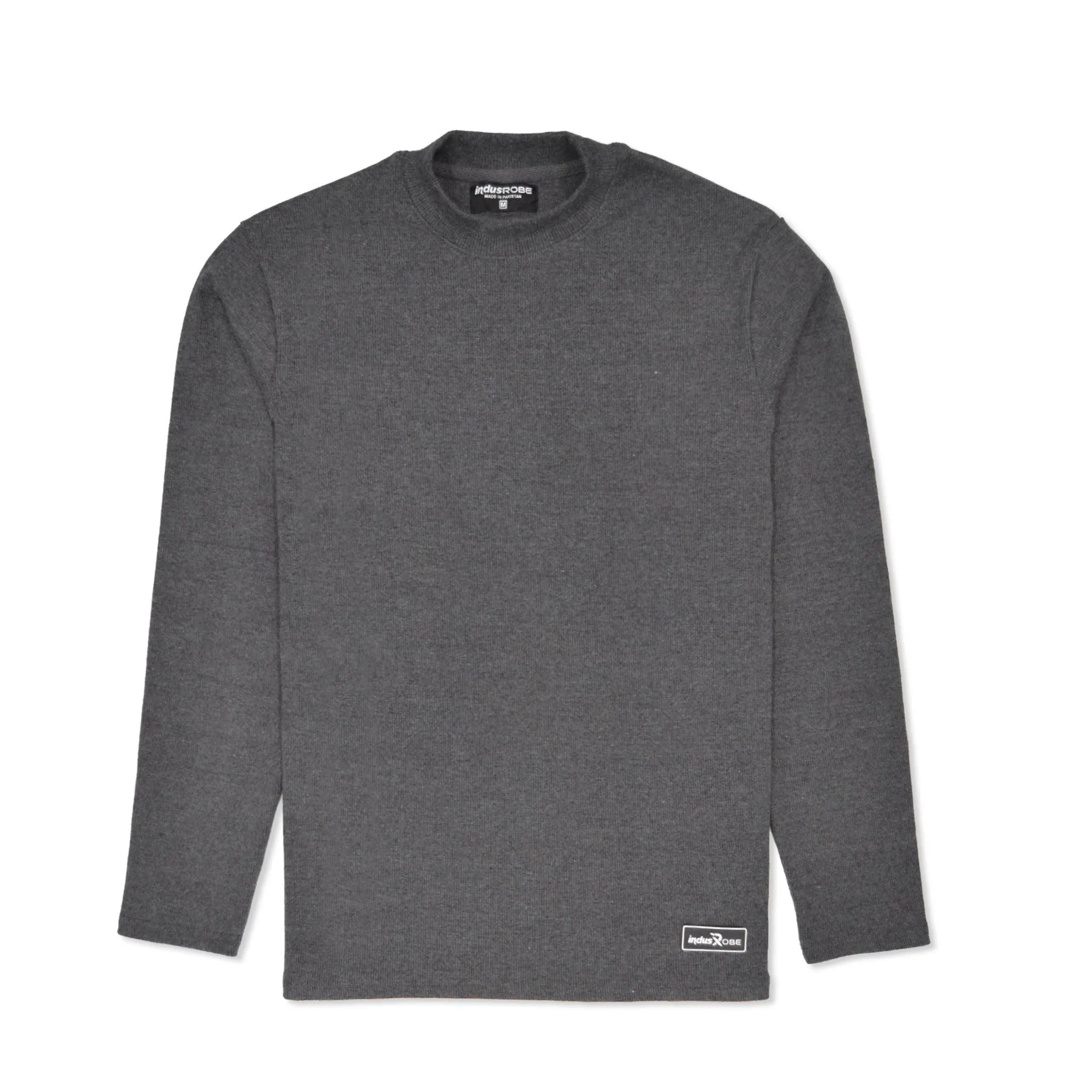 Dark Grey Mock Neck Sweatshirt for Men