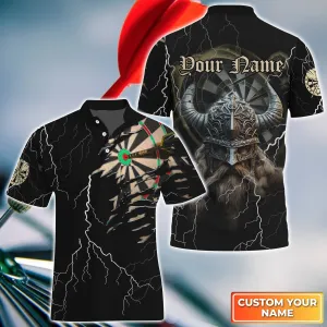 Darts Paint Splash Personalized Name 3D Viking And Darts Polo Shirt With Pocket For Dart Team Player Tad Mid 45