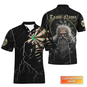 Darts Paint Splash Personalized Name & Team Name 3D Viking And Darts Polo Shirt With Pocket For Dart Team Player Tad Mid 46