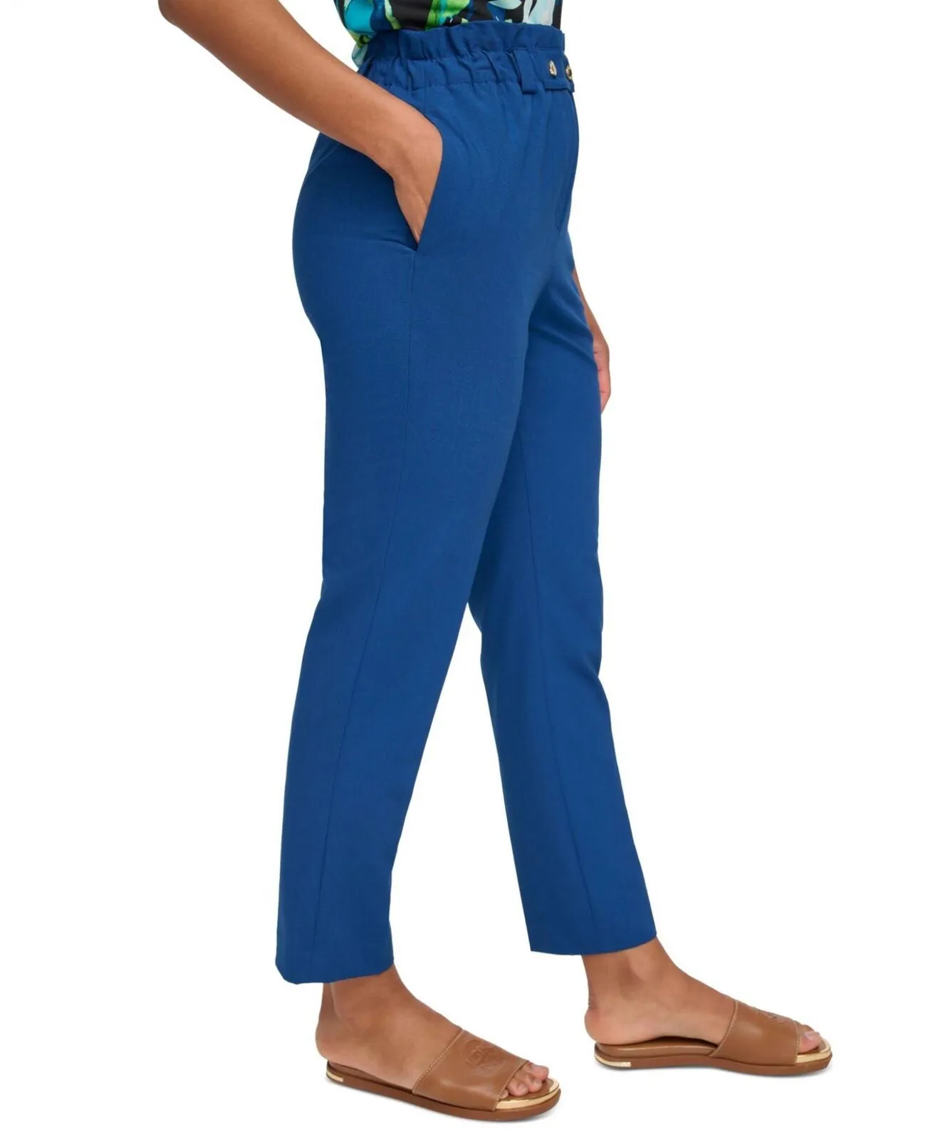 DKNY Women's High-Rise Paperbag-Waist Ankle Pants UE2P7566