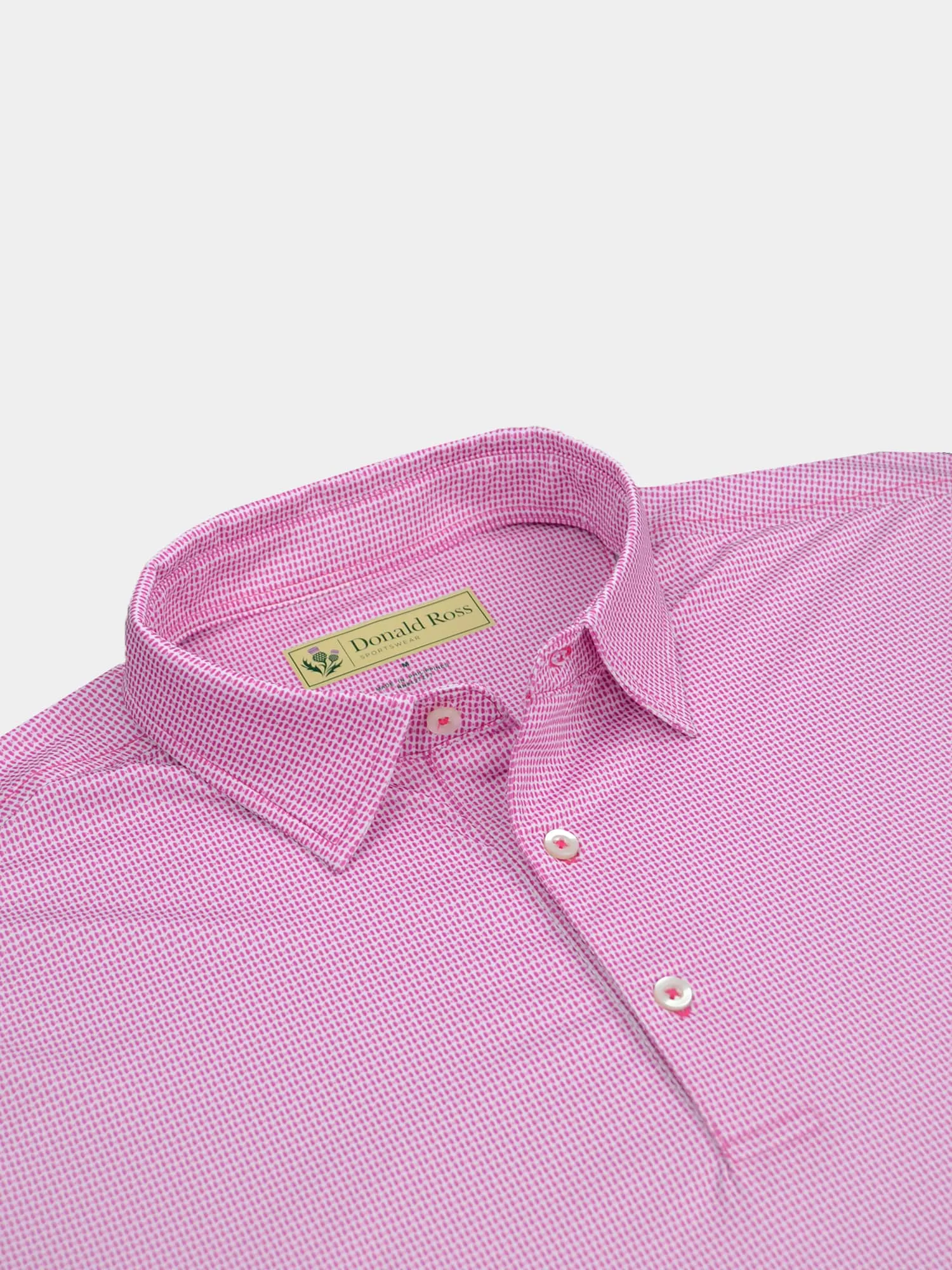 Donald Ross Classic Fit Mens Bowtie Print Polo - SANGRIA/WHITE