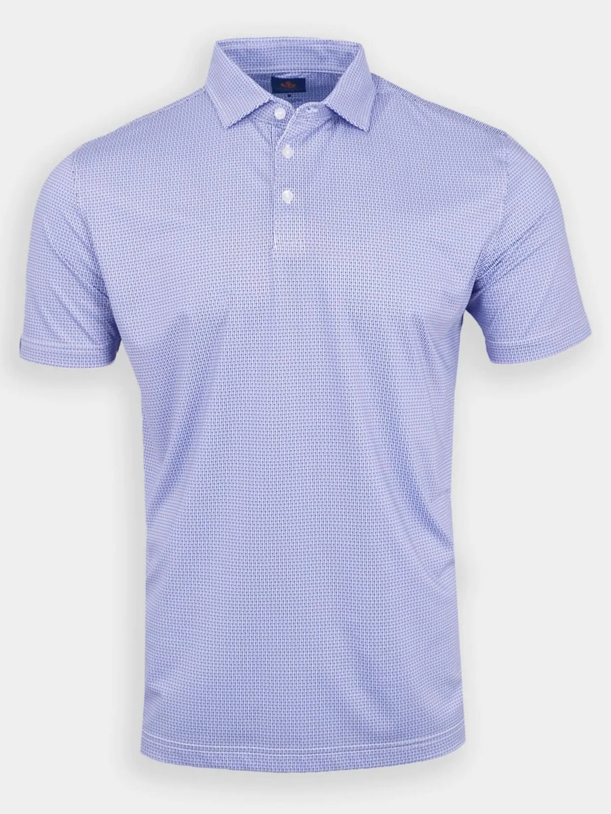 Donald Ross Sport Fit Mens Short Sleeve Glen Polo - WHITE/INDIGO
