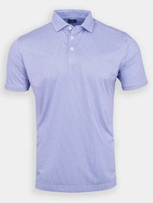 Donald Ross Sport Fit Mens Short Sleeve Glen Polo - WHITE/INDIGO