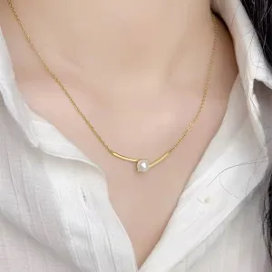 Elegant Minimalist One Pearl Temperament Collarbone Chain Necklace