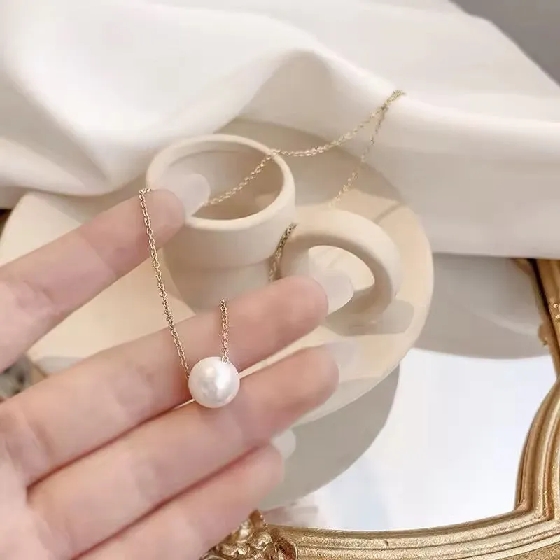 Elegant Minimalist One Pearl Temperament Necklace