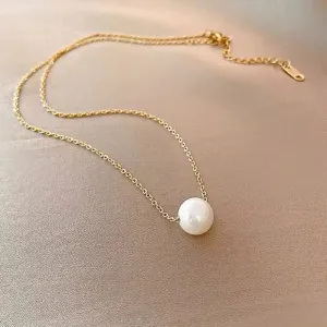 Elegant Minimalist One Pearl Temperament Necklace