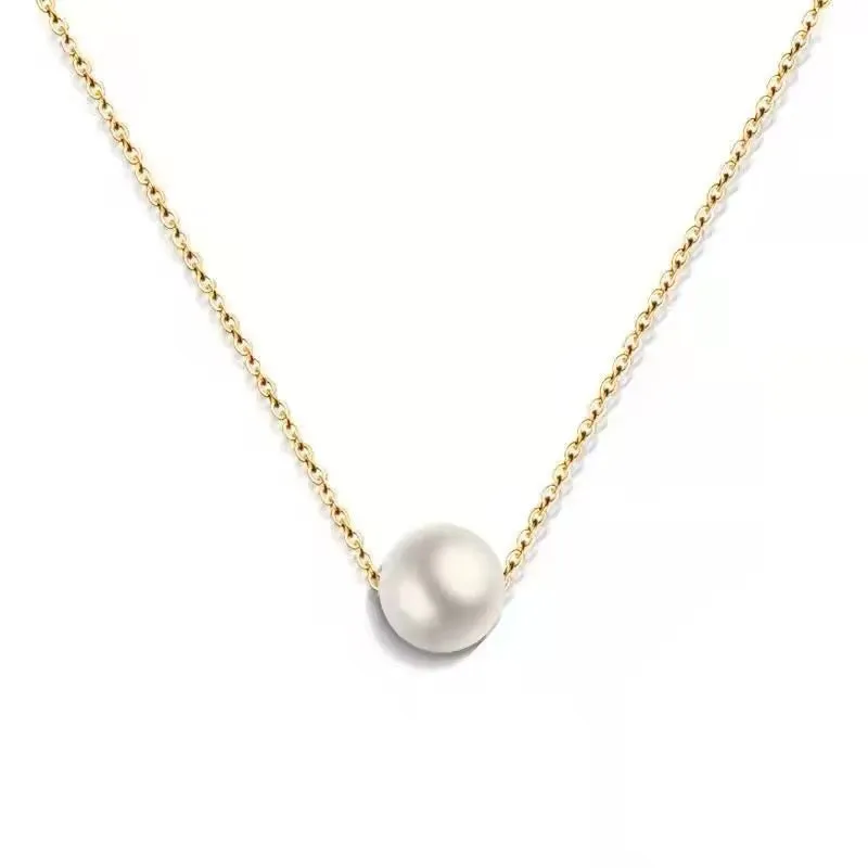 Elegant Minimalist One Pearl Temperament Necklace