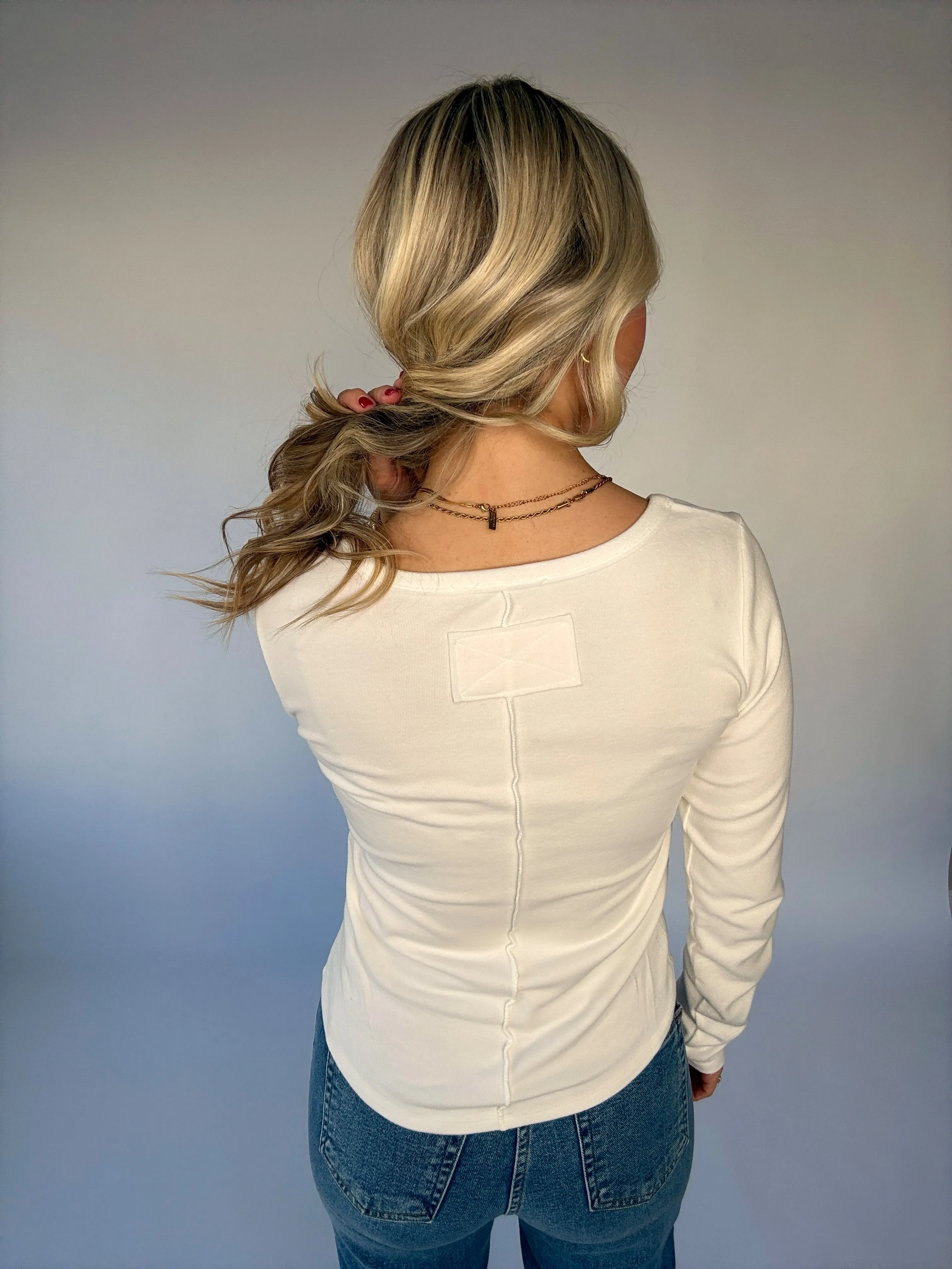 Frosted Sky Long Sleeve Top - White