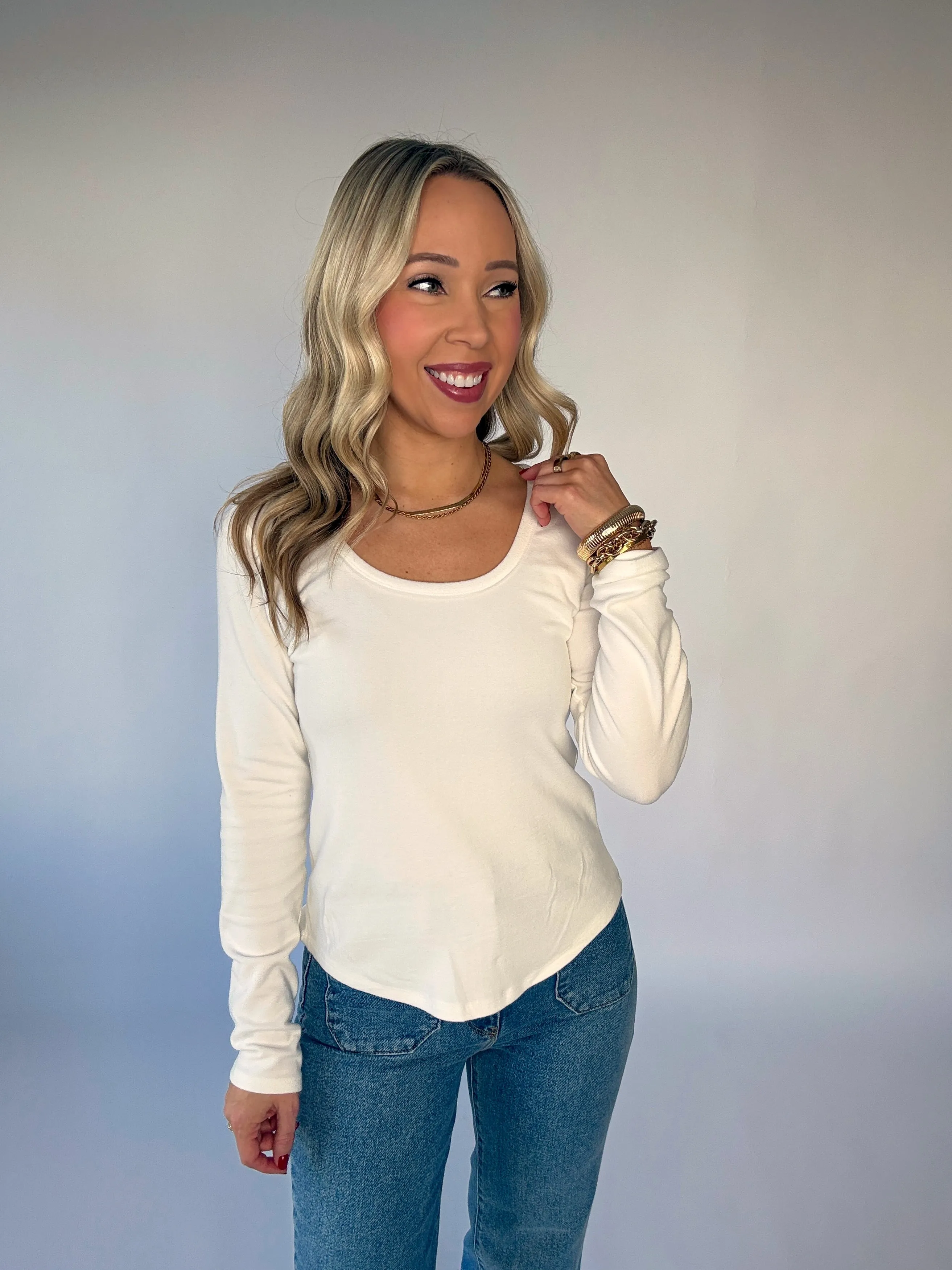 Frosted Sky Long Sleeve Top - White