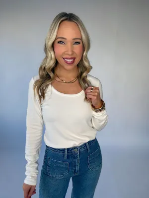 Frosted Sky Long Sleeve Top - White