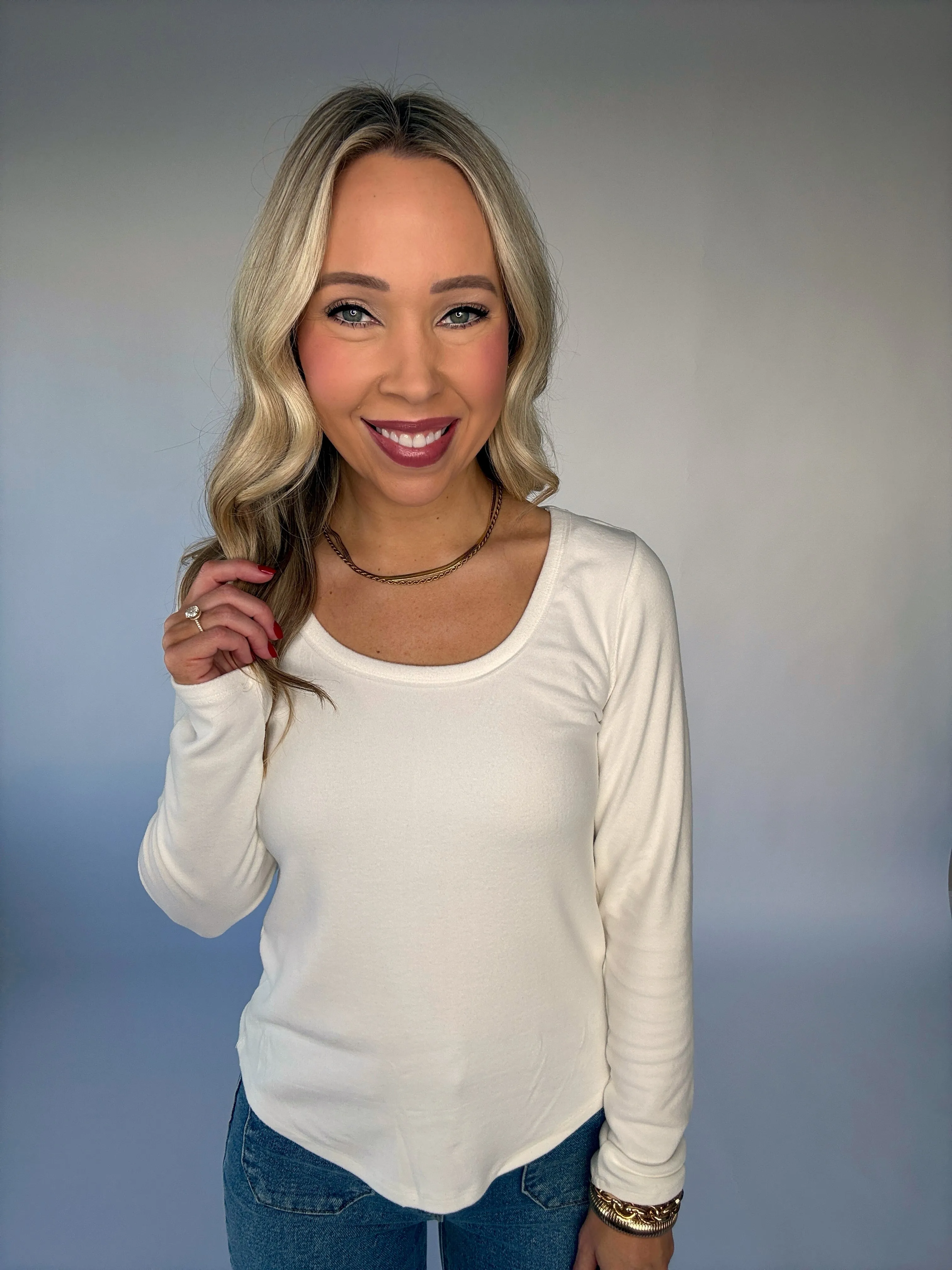 Frosted Sky Long Sleeve Top - White
