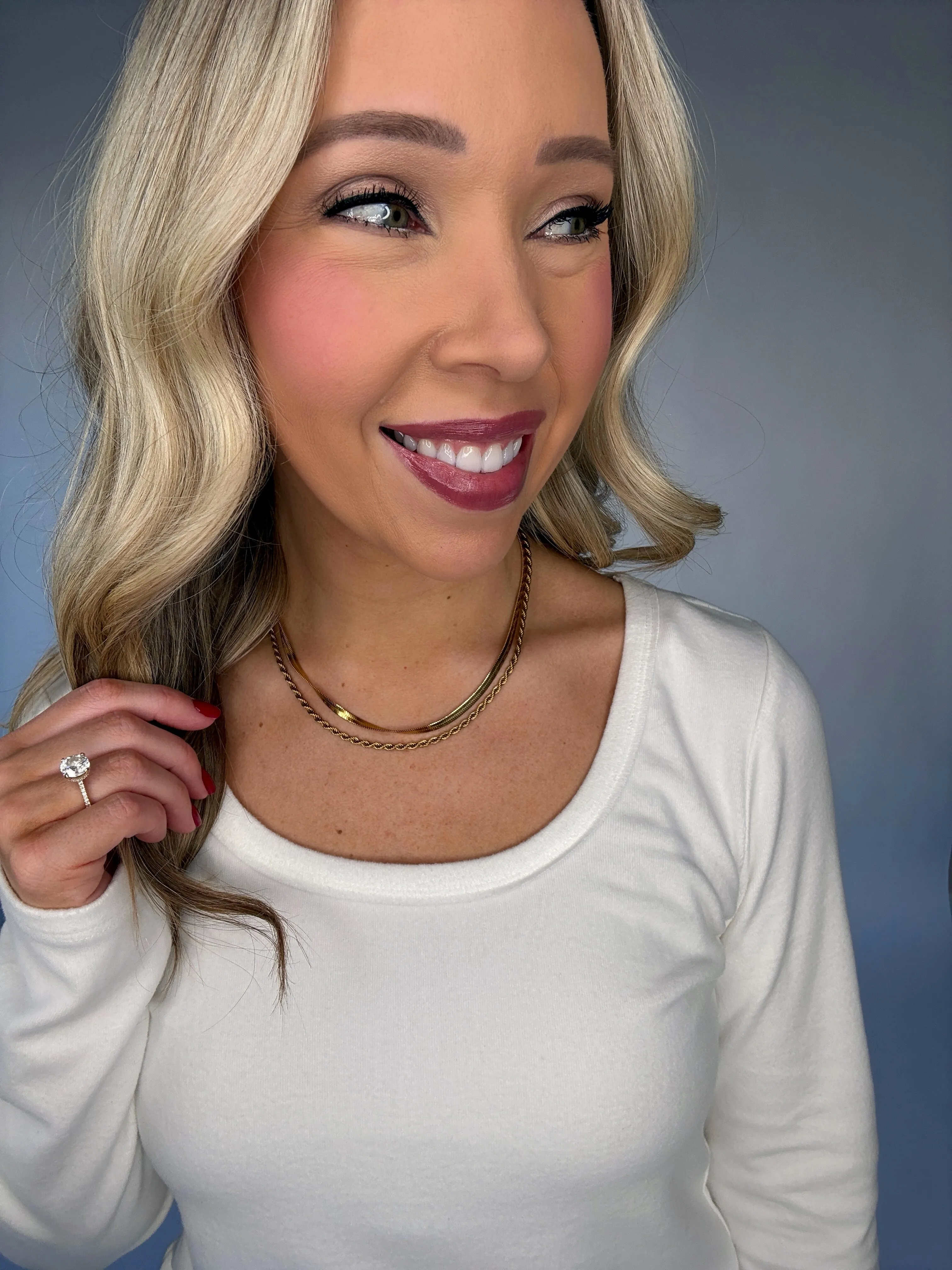 Frosted Sky Long Sleeve Top - White