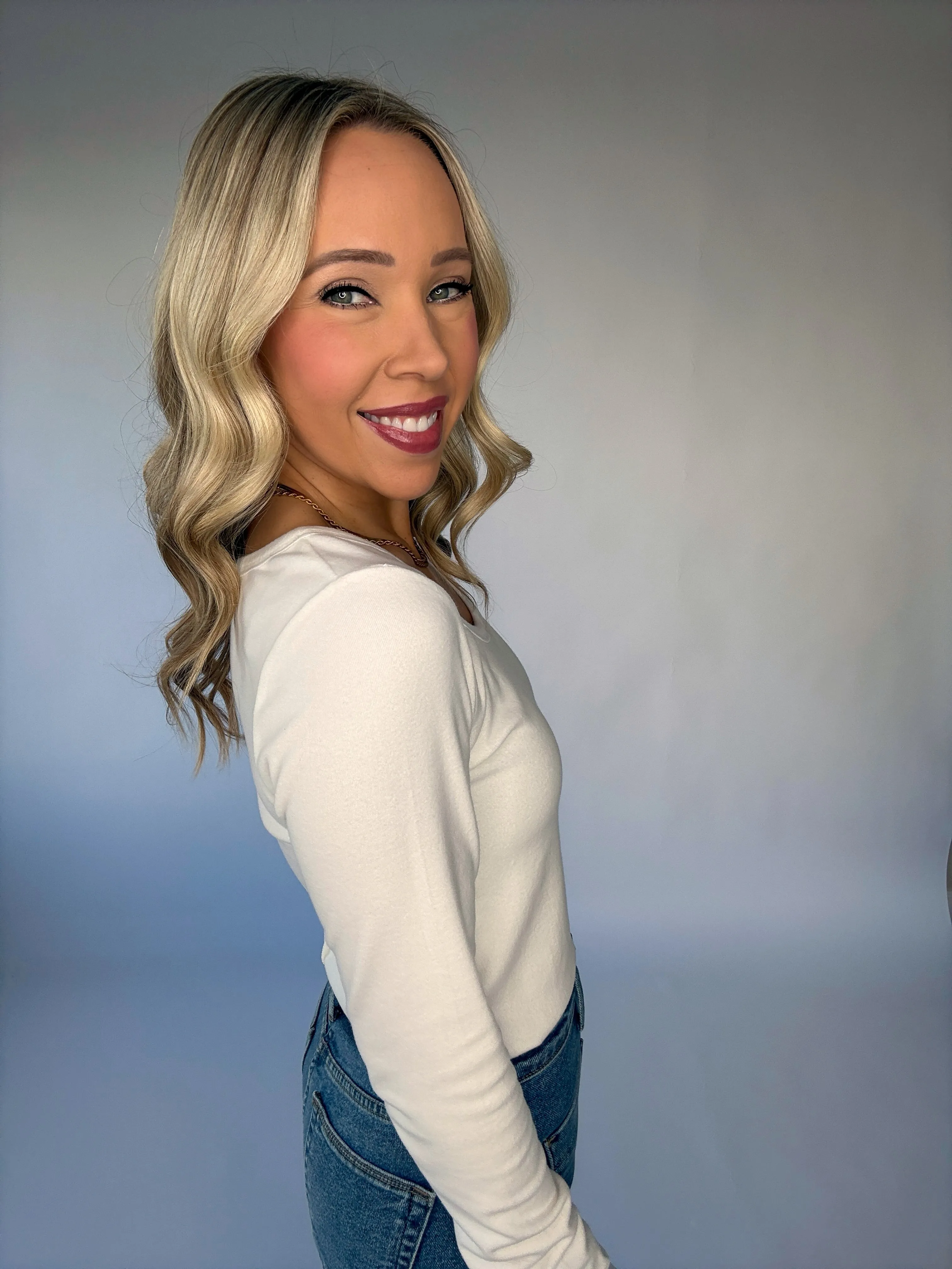 Frosted Sky Long Sleeve Top - White