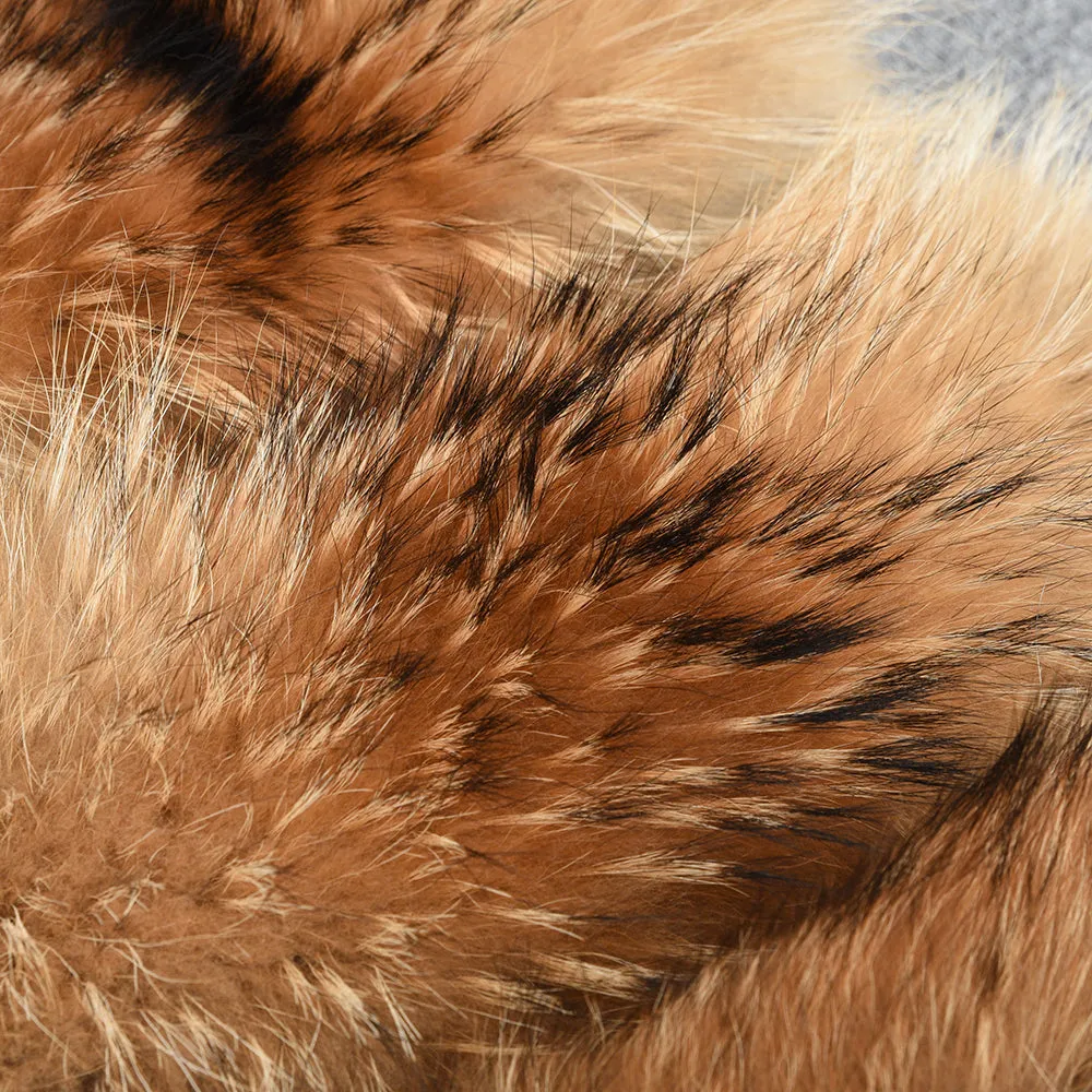 Furry Raccoon Fur Vest Women Short Gilets 3 Rows Natural Color