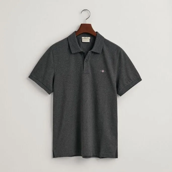 Gant Regular Fit Shield Pique Golfer Antracit Melange