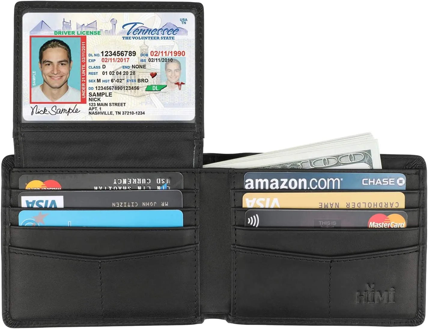 Genuine Leather Bifold Wallet for Men with 2 ID Window
