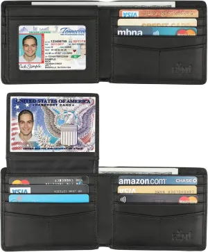 Genuine Leather Bifold Wallet for Men with 2 ID Window