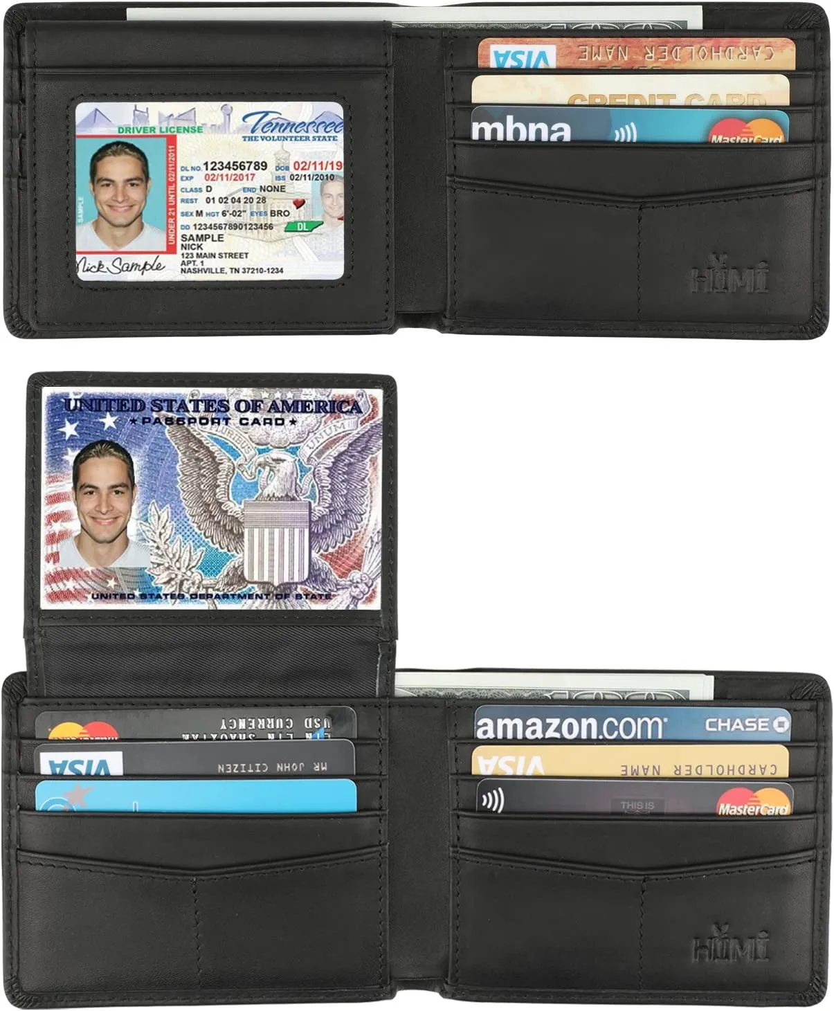 Genuine Leather Bifold Wallet for Men with 2 ID Window