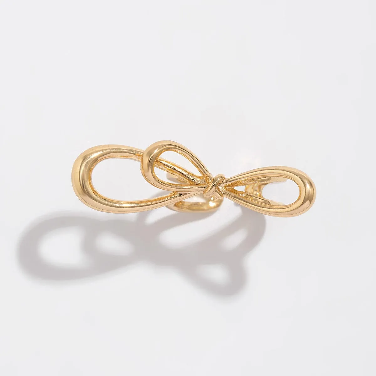 Geometric Minimalist Metal Bowknot Ribbon Ring