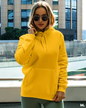 Golden yellow plain sweatshirt hoodies