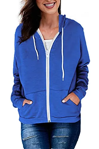 GOLDPKF Sweatshirt for Women Sweater for Women Sweater Women Women Zip up Hoodie Soft Sweatshirt Sweaters Women Hooded Sweater Blue Small