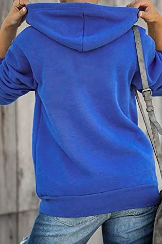 GOLDPKF Sweatshirt for Women Sweater for Women Sweater Women Women Zip up Hoodie Soft Sweatshirt Sweaters Women Hooded Sweater Blue Small